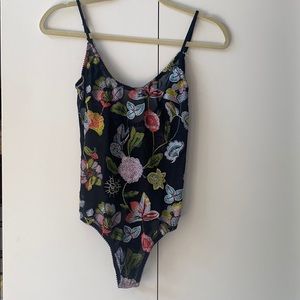 Mesh embroidered bodysuit